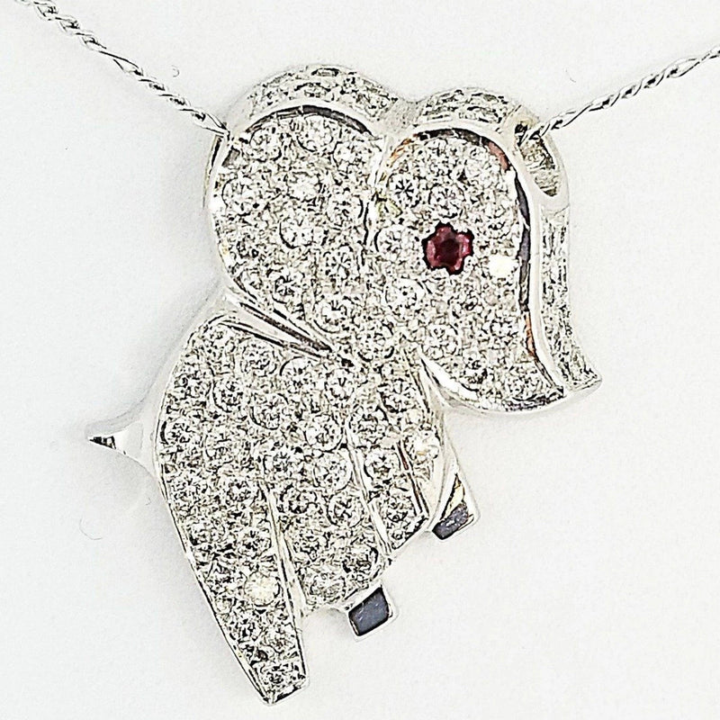 White Gold and Diamond Elephant Pendant - Cape Diamond Exchange