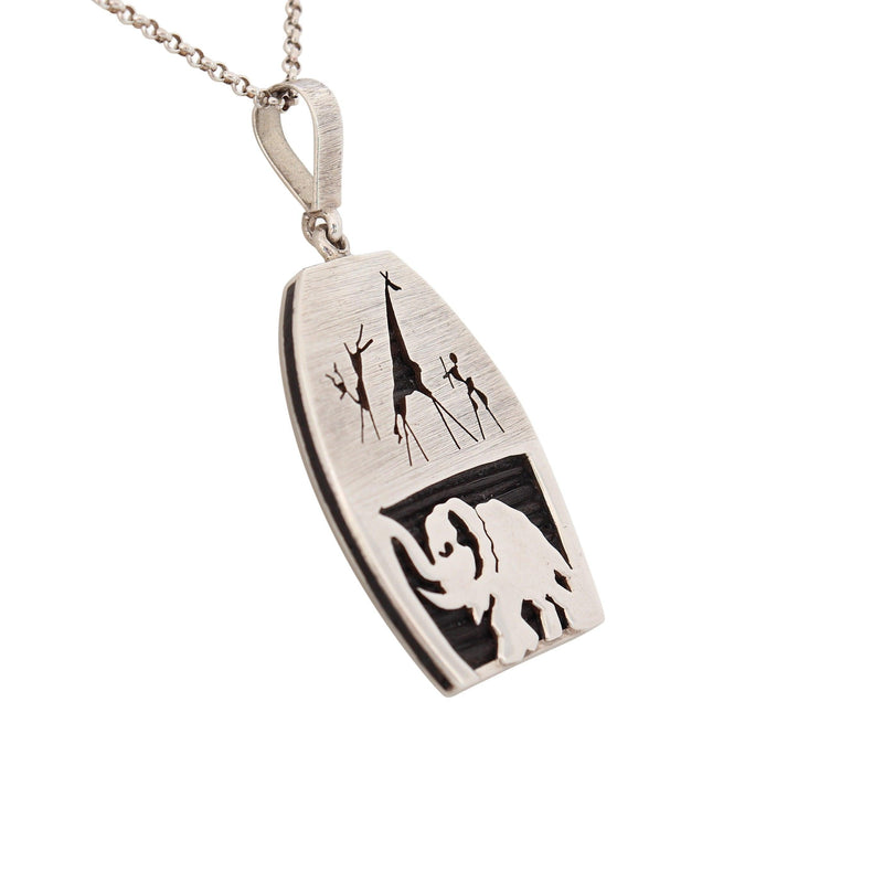 Rock Art Elephant Hair Elephant Pendant in Silver - Cape Diamond Exchange