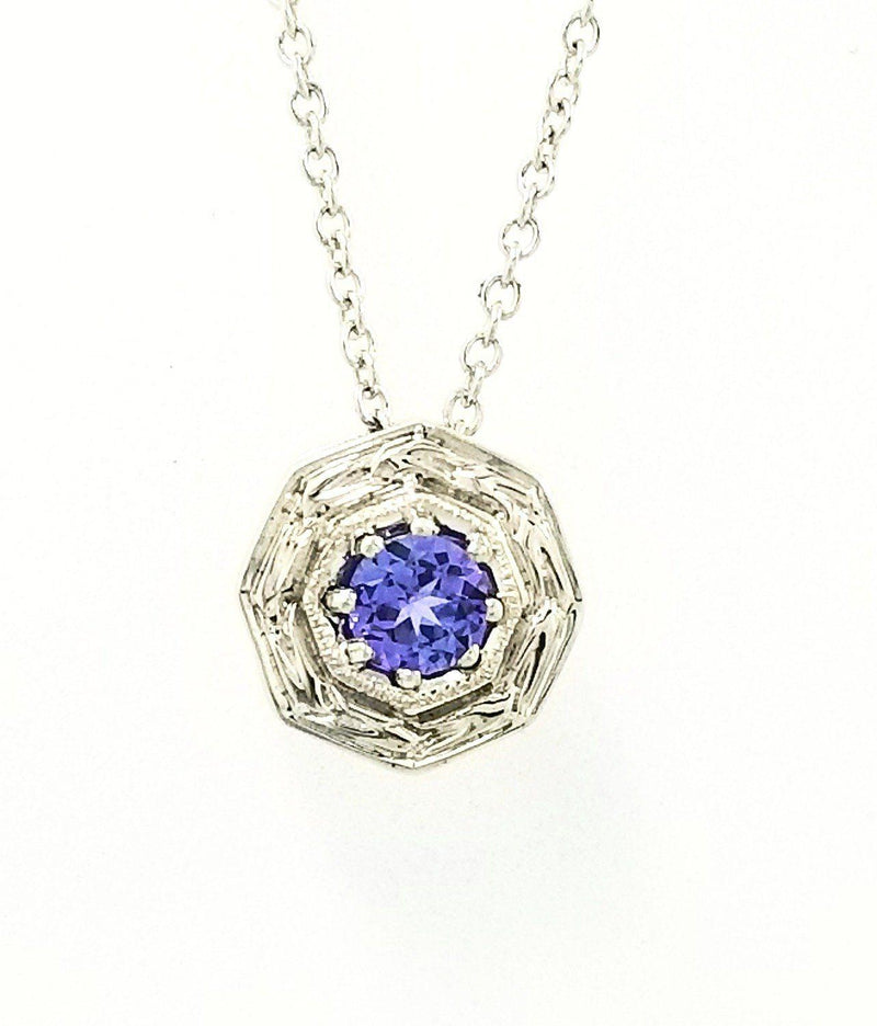 18 kt White Gold Octagon Tanzanite Pendant - Cape Diamond Exchange