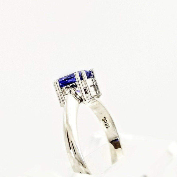 18 kt White Gold Ring with Cushion Cut Tanzanite Stone - Cape Diamond Exchange