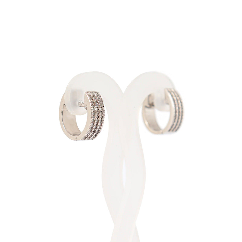 Silver Huggie Earrings with Cubic Zirconia 