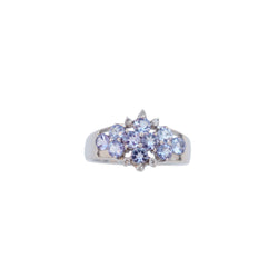 9 kt White Gold Tanzanite and Diamond Cluster Ring - Cape Diamond Exchange