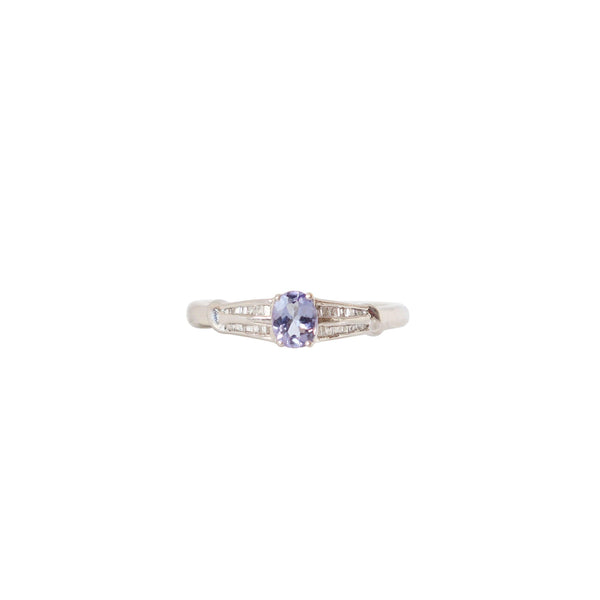 Baguette Diamond and Oval Tanzanite Ring - Cape Diamond Exchange