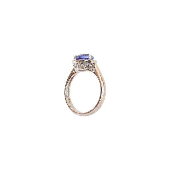 Trillion cut Tanzanite and Diamond Ring