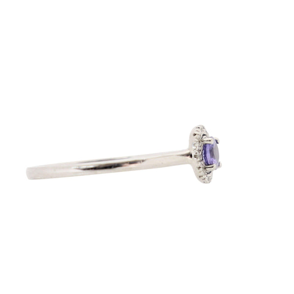 9kt White Gold Tanzanite and Diamond Halo Ring - Cape Diamond Exchange