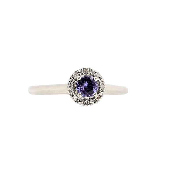 9kt White Gold Tanzanite and Diamond Halo Ring - Cape Diamond Exchange