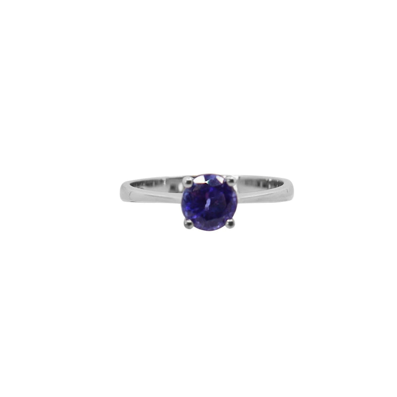 Round Tanzanite Ring set in 9 kt White Gold  