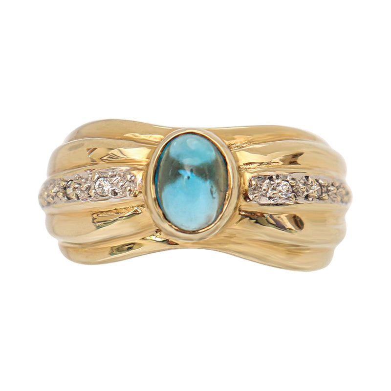 Blue Topaz and Cubic Zirconia Fancy Ring