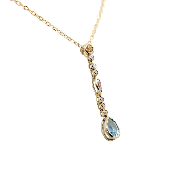 Yellow Gold Blue Topaz; Amethyst; Citrine and Diamonds Drop Pendant Cape Diamond Exchange in St. George's Mall