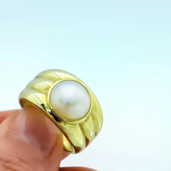 9kt Yellow Gold Mabe Pearl Ring - Cape Diamond Exchange