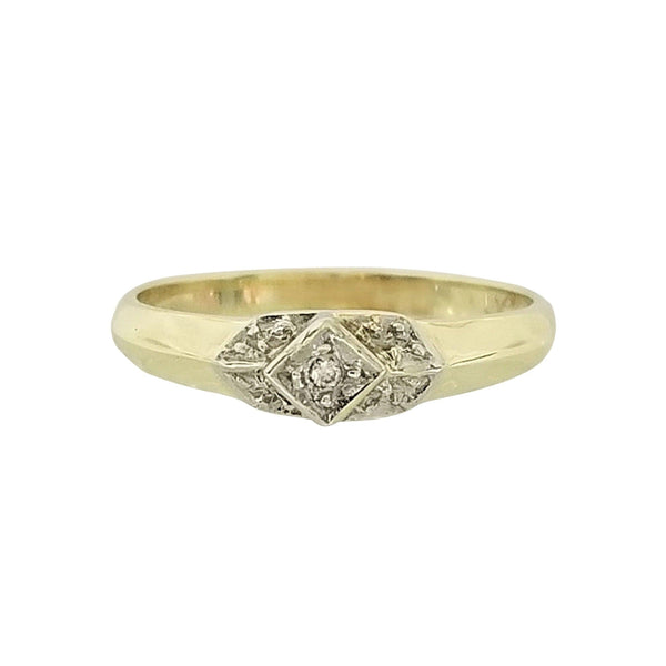 Diamond Shape face Yellow Gold Cubic Zircon Ring - Cape Diamond Exchange