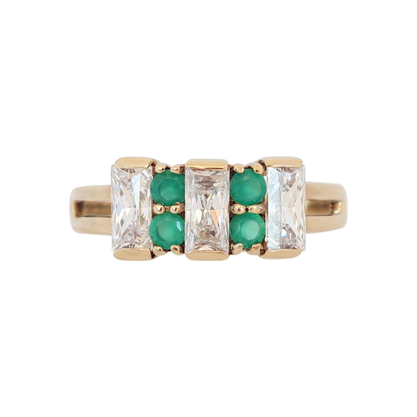 9 kt Yellow Gold Green Cubic Zirconia stone Dress Ring