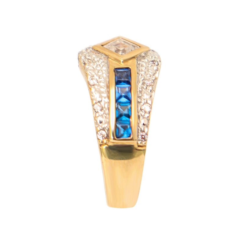 9 kt Yellow Gold Fancy Ring with Cubic Zirconias