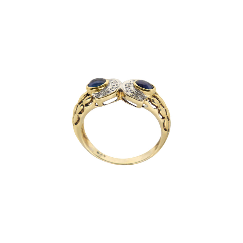 9 kt Yellow Gold Sapphire and Semi-Circle Diamond Ring Cape Diamond Exchange in St. George's Mall