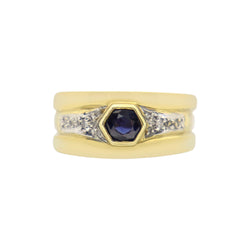 Yellow Gold Sapphire and Diamond ring