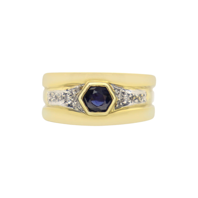 Yellow Gold Sapphire and Diamond ring