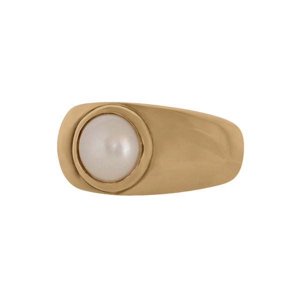 9 kt Yellow Gold Ring set with a Mabe Pearl