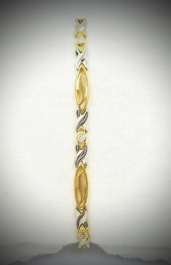 9 kt White and Yellow Gold Bracelet with Cubic Zircon - Cape Diamond Exchange