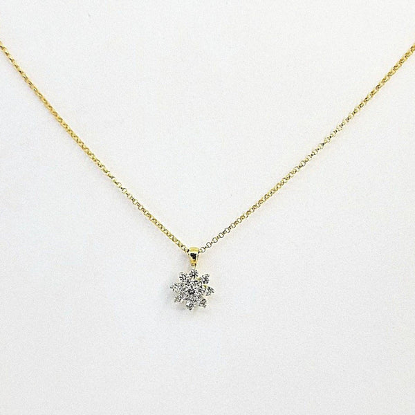 9 kt Yellow Gold and Diamonds Cluster Pendant - Cape Diamond Exchange