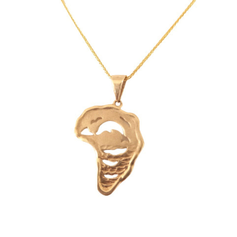 Map of Africa pendant with Dolphin and sea - Cape Diamond Exchange