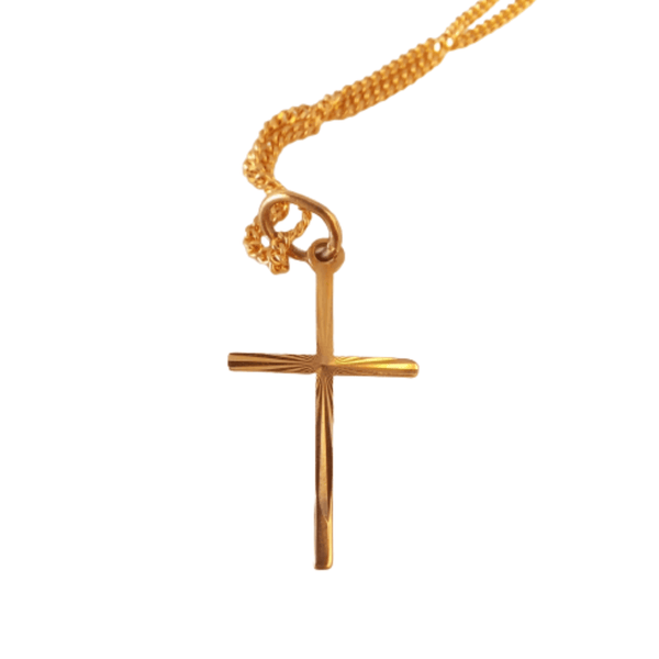 9kt Yellow Gold Small and Dainty Cross Pendant - cape diamond exchange
