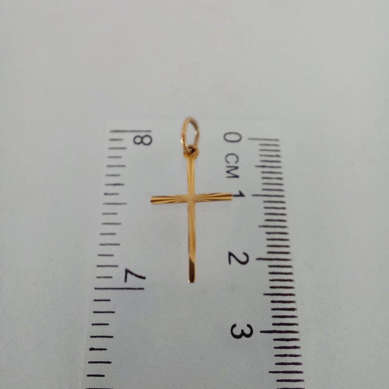 9kt Yellow Gold Small and Dainty Cross Pendant with measurements - cape diamond exchange