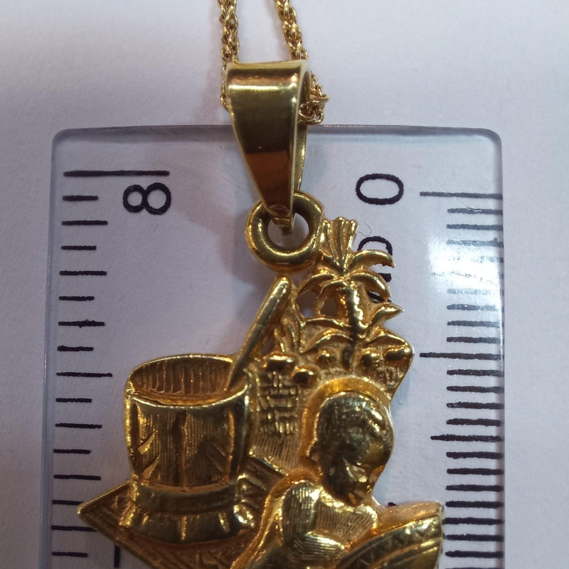 18kt Yellow Gold African Baby Pendant with measurements - cape diamond exchange 