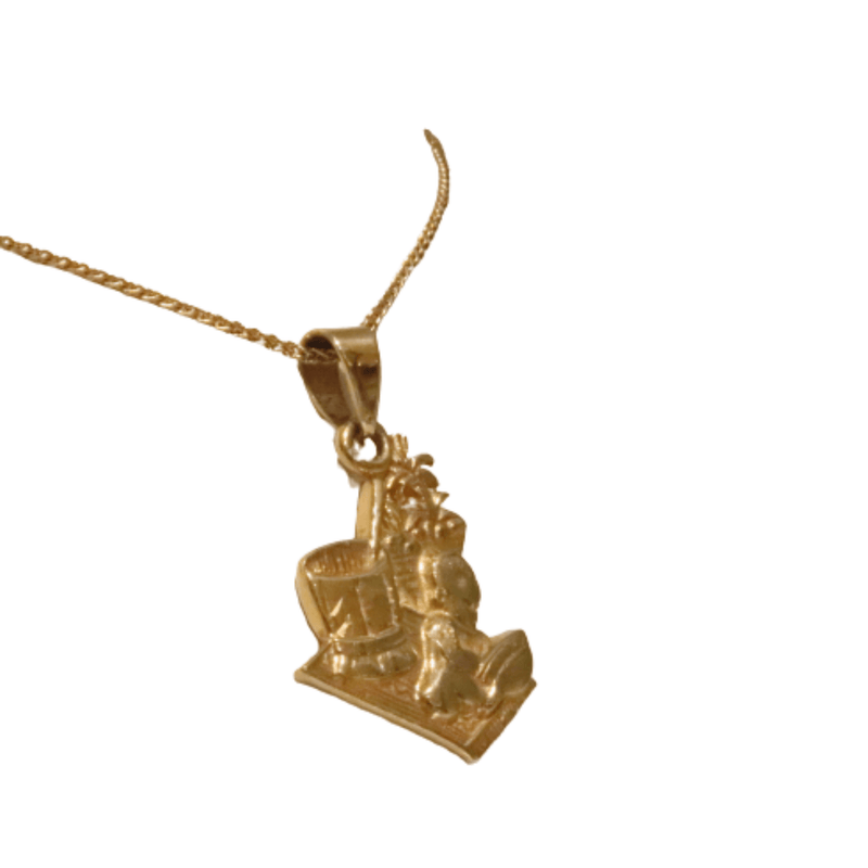 18kt Yellow Gold African Baby Pendant side view - cape diamond exchange