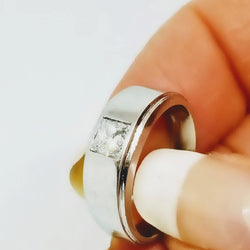 18 kt White Gold Unisex Ring Princess Cut - Cape Diamond Exchange