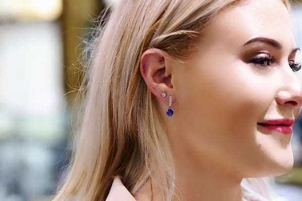 White Gold Tanzanite and Diamonds Earrings