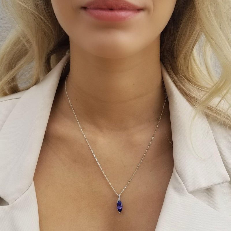 Marquise Tanzanite Pendant with diamonds