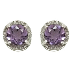 9 kt White Gold Amethyst and Diamond Earrings - Cape Diamond Exchange