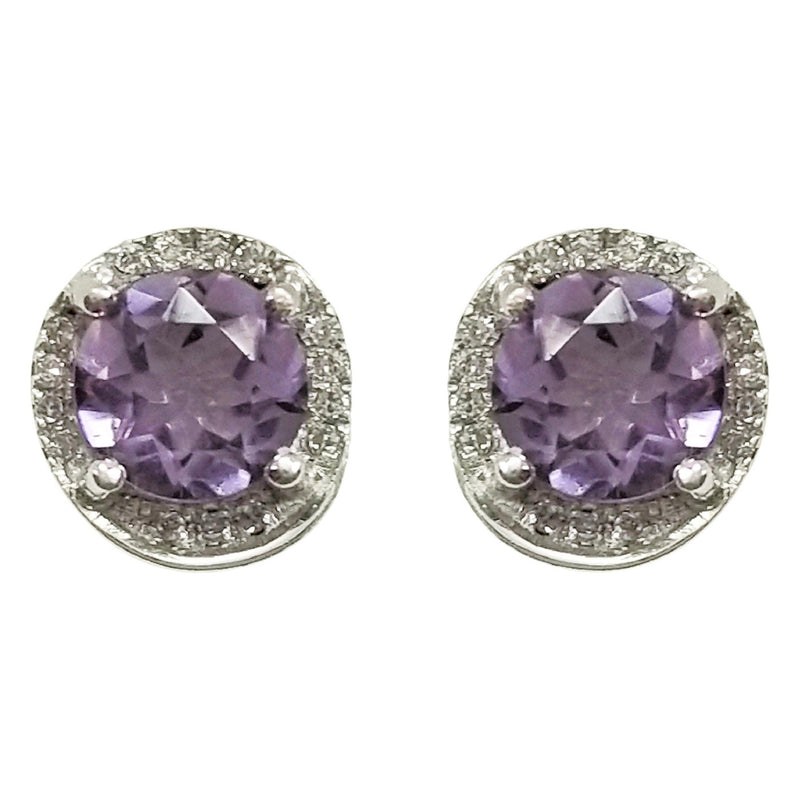 9 kt White Gold Amethyst and Diamond Earrings - Cape Diamond Exchange