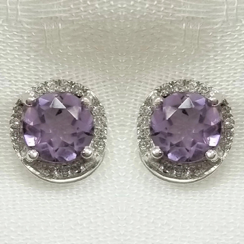 9 kt White Gold Amethyst and Diamond Earrings - Cape Diamond Exchange