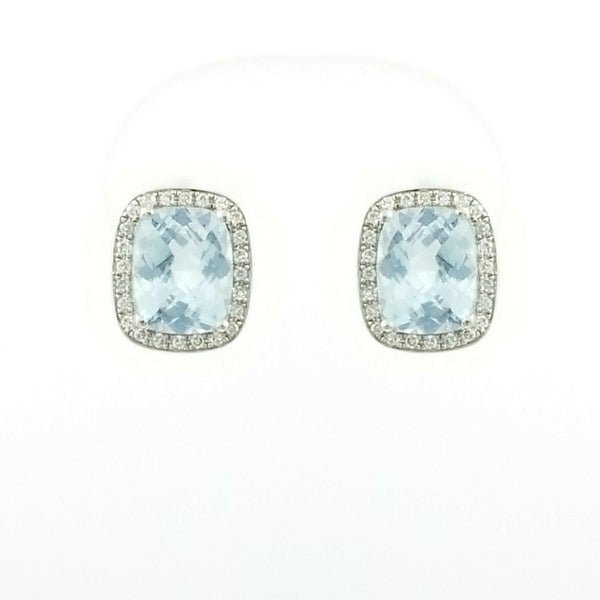 Blue Topaz Halo Earrings