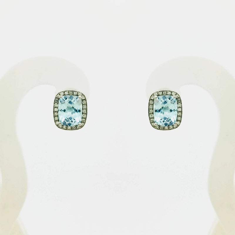 9 kt White Gold and Blue Topaz Diamond Earrings - Cape Diamond Exchange