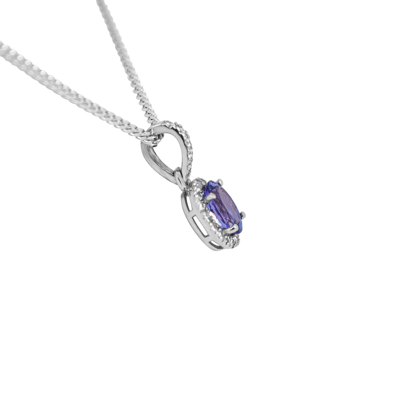 Tanzanite and Diamond Pendant set in White Gold