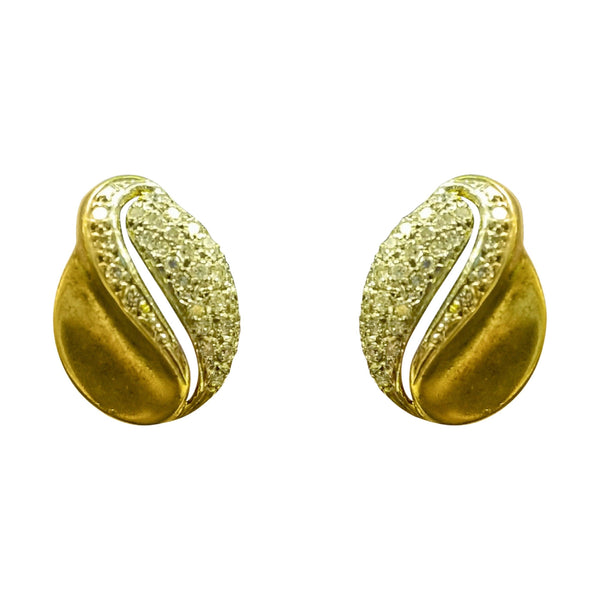 18 kt Yellow Gold and Diamonds Leafy Earrings - Cape Diamond Exchange