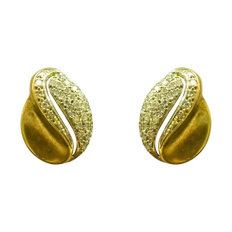 18 kt Yellow Gold and Diamonds Leafy Earrings - Cape Diamond Exchange