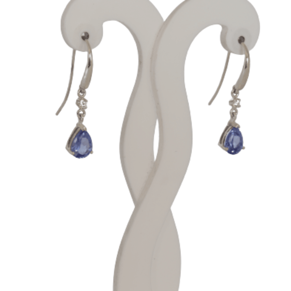 Silver Long hook Earrings side-view - Cape Diamond Exchange 