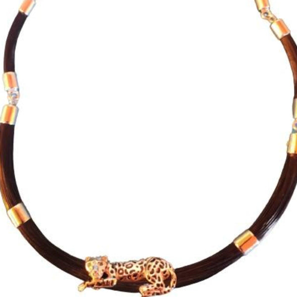 Elephant Hair Choker with Lying Leopard -Cape Diamond Exchange 