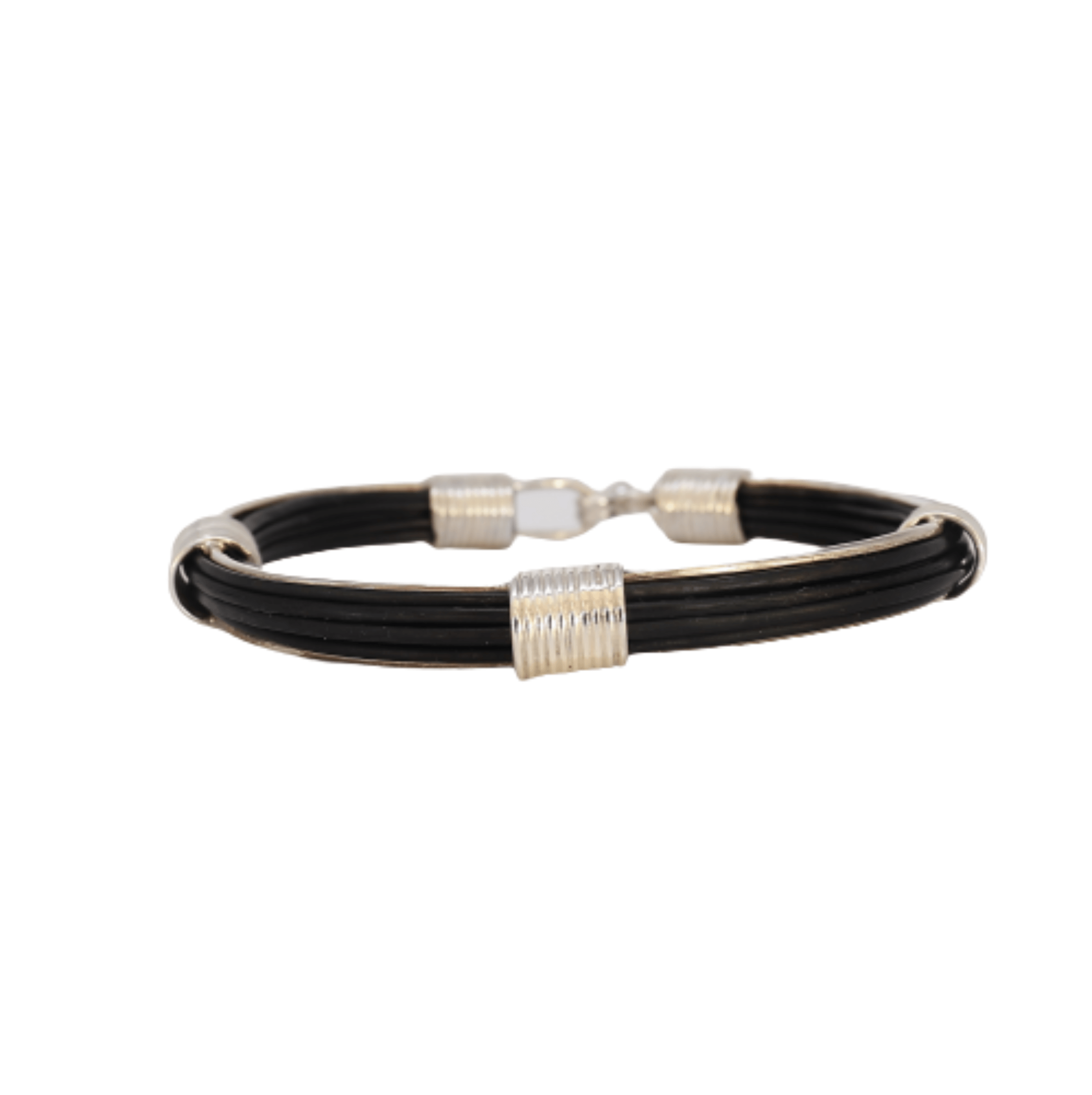 Two Strand Leather Bracelet, Sterling Silver, handmade | Bowman Originals