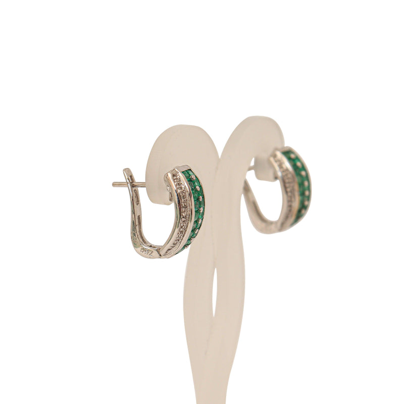 18 kt White Gold Earrings with Emeralds and Diamonds goldandjewelleryincapetown.myshopify.com