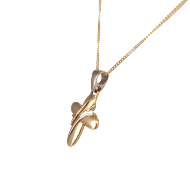 Gold cross pendant with elevated streaks - Cape Diamond Exchange |