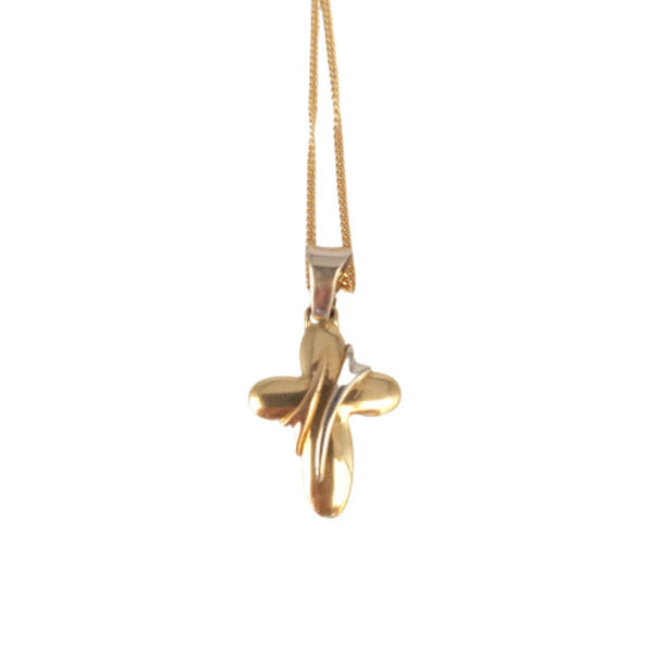 Gold cross pendant with elevated streaks - Cape Diamond Exchange |