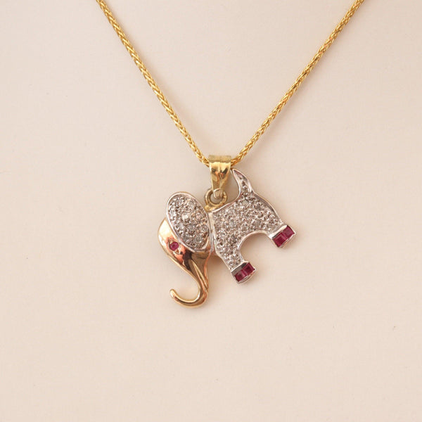 Gold Sparkling Elephant Pendant - cape diamond exchange