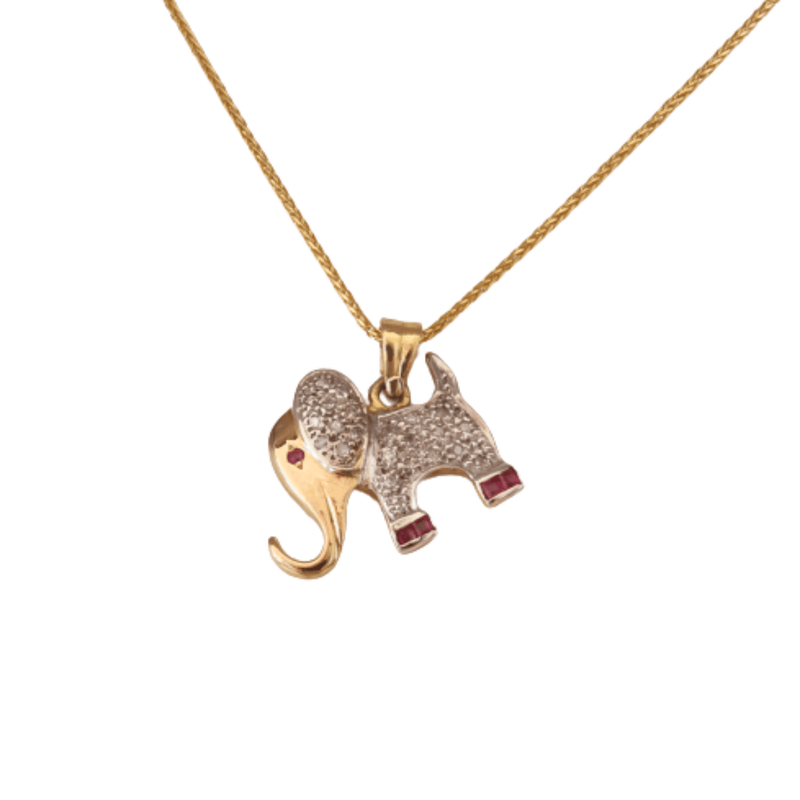 18kt Yellow Gold Sparkling Elephant Pendant - cape diamond exchange