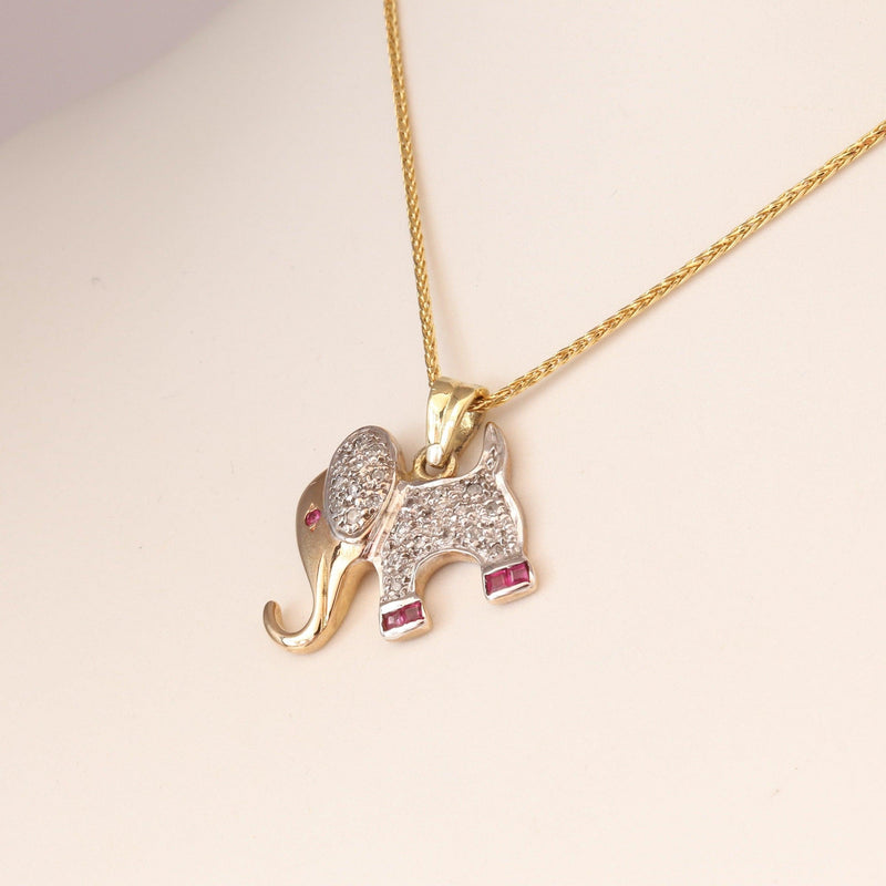 18kt Yellow Gold Sparkling Elephant Pendant - cape diamond exchange