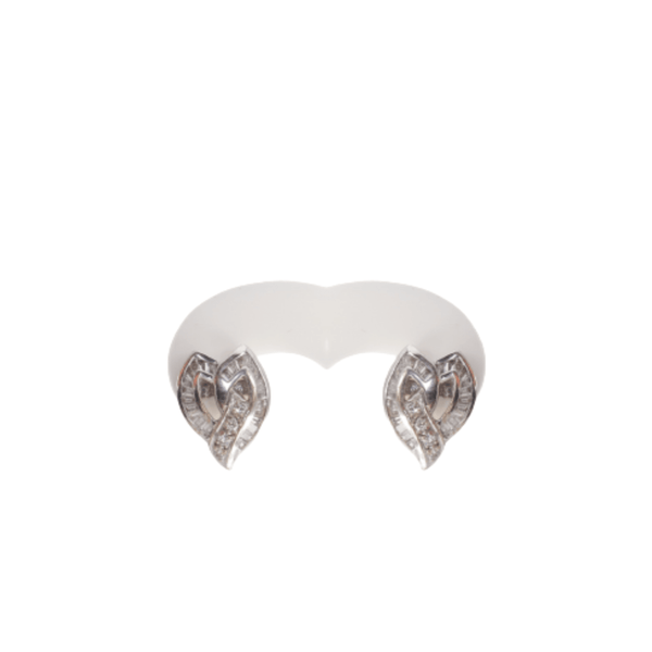 18kt White Gold  Heart shaped baguette diamond earrings	- cape diamond exchange				