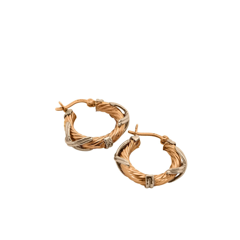 Two-toned Hoop Earrings in 18 kt White and Yellow Gold